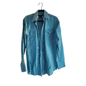 Panhandle Slim Vintage Pearl Snap Long Sleeved Heavyweight Shirt men's Size 15.5